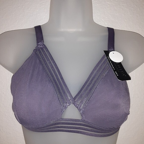 Youmita Medium Gray Ridge Semi-Sheer Bralette & Mesh Lace G String - Picture 7 of 13